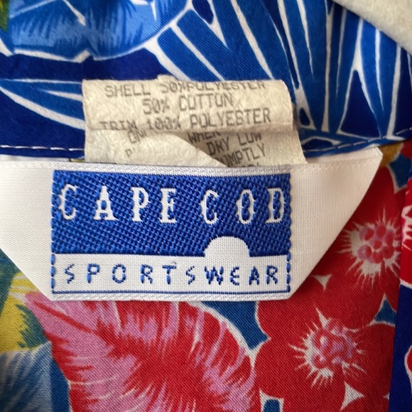 Vintage Cape Cod Sportswear tropical stripe & floral print button down blouse - Picture 3 of 7
